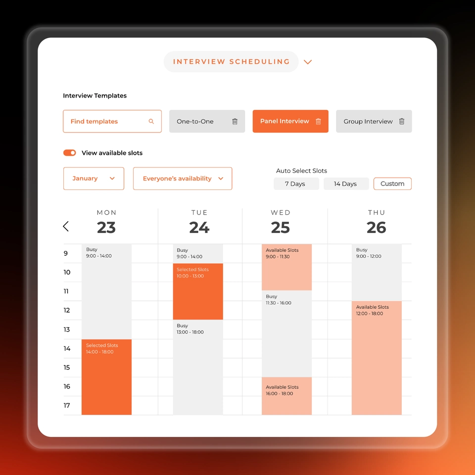 Job Interview Scheduling Mobile View