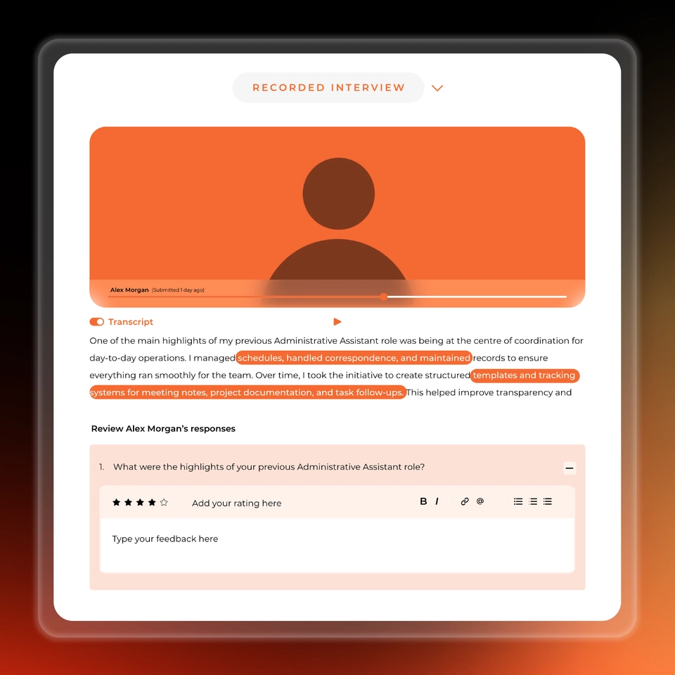 Async Video Interviewing Mobile View
